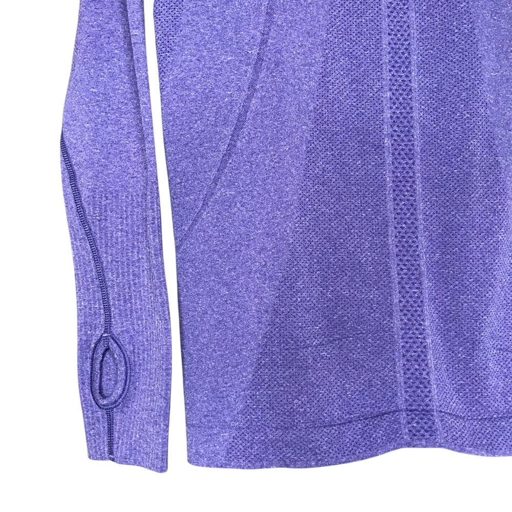 Size 10 Lululemon Swiftly Tech Long Sleeve Crew Heathered Power Purple Shirt Top - Picture 11 of 12